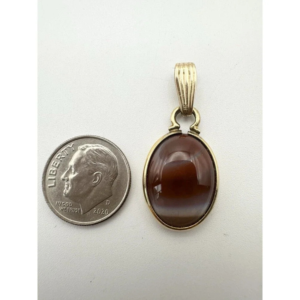 Vintage 14k Gold Filled Natural Agate Pendant